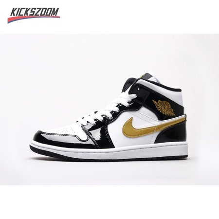 Air Jordan 1 Mid Patent Black White Gold 36-46