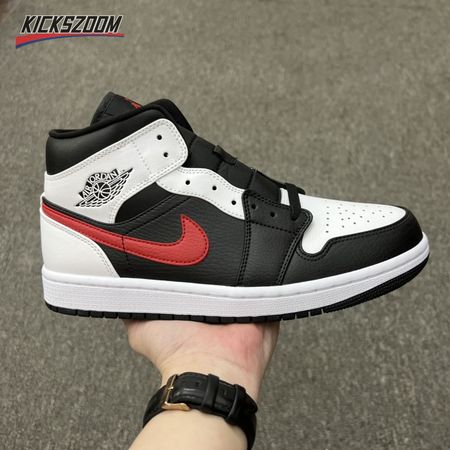 Jordan 1 Mid Black Chile Red White 554724-075 Men Size